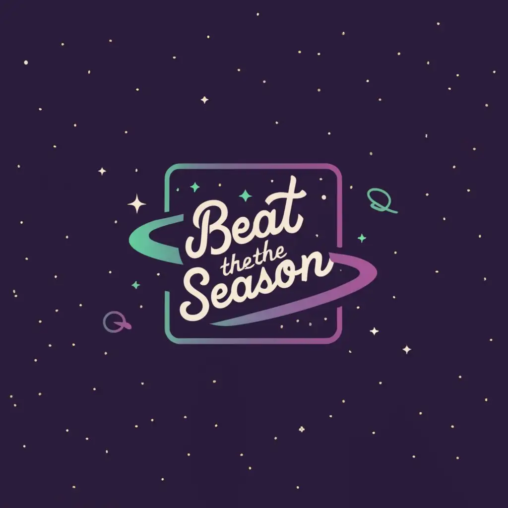 a logo design,with the text "Create a logo for a cafe and pastries named 'Beat the Season' with a Galaxy theme. The logo should be more rectangular and lighter in color, spelling 'Beat the Season' correctly.", main symbol:☕,Moderate,be used in Restaurant industry,clear background