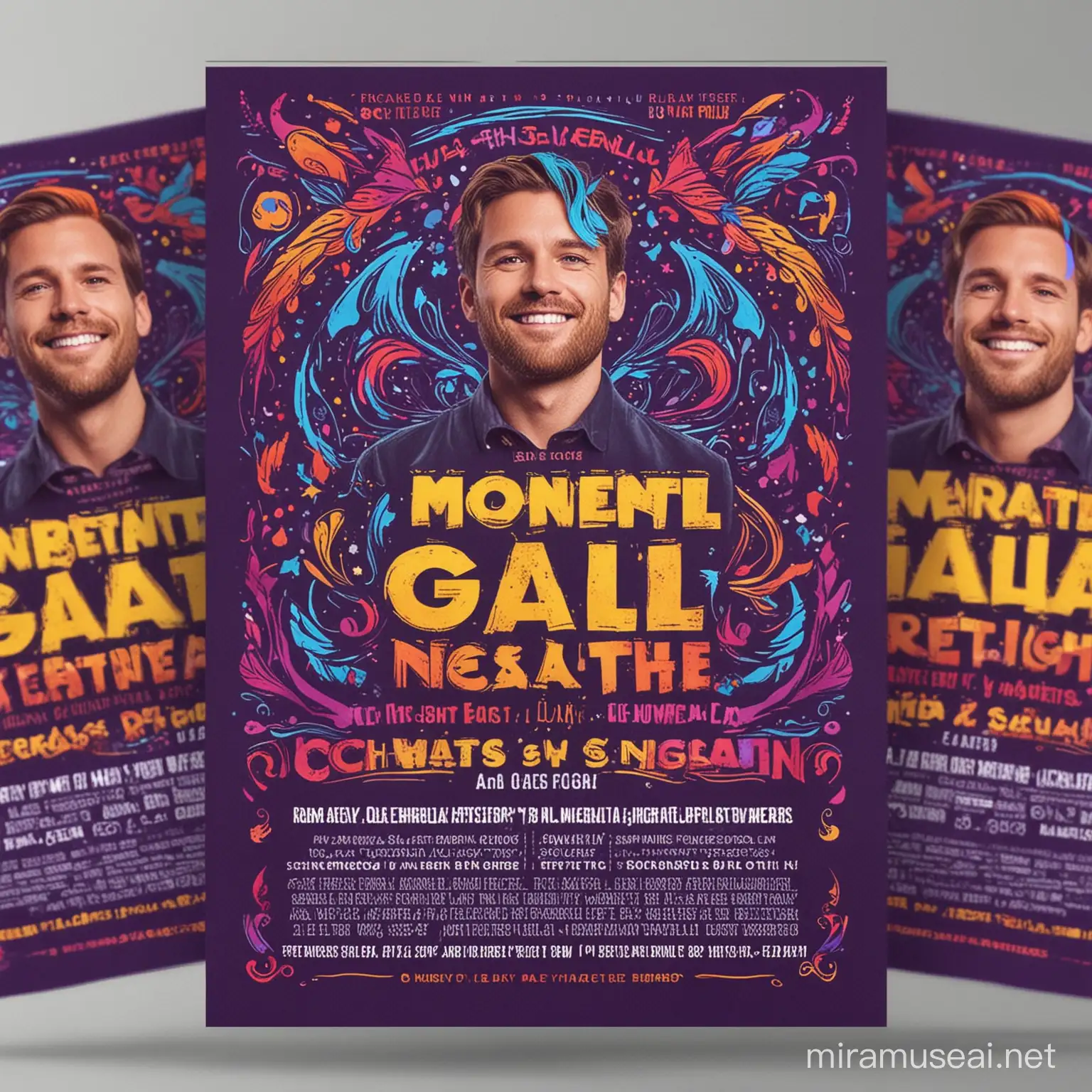 Vibrant Colorful Gala Night Flyer Design for Men Promoting Mental Health