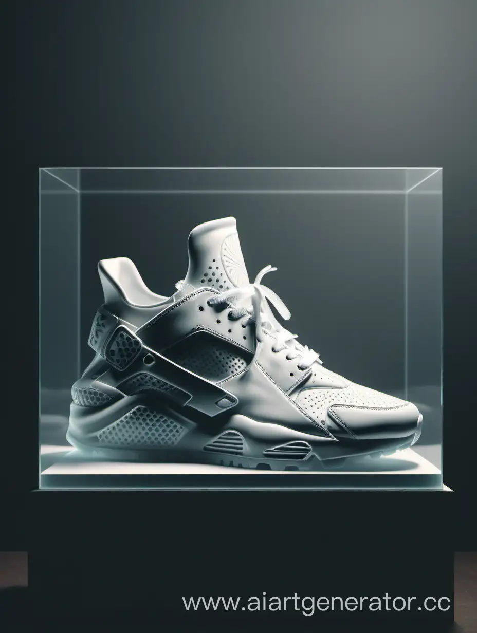 Sleek-Sneaker-Displayed-Behind-Matte-NonTransparent-Glass