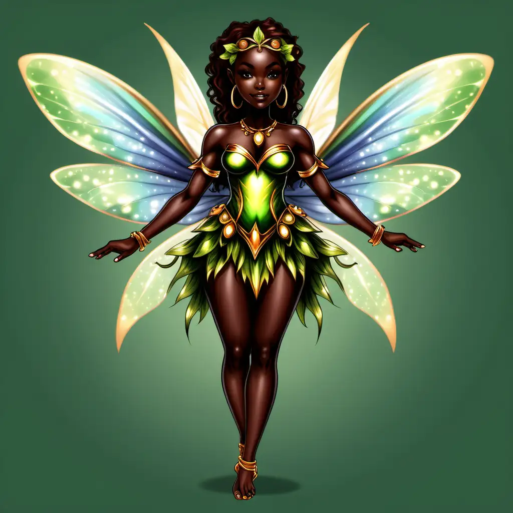 Empowered DarkSkinned Fairy Clip Art for Vibrant Designs