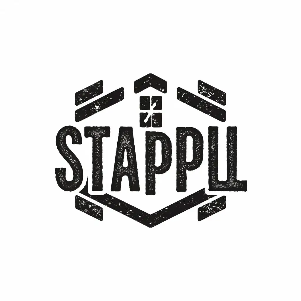 logo, similar to the snapple logo but instead say stappl in black and white letters with a cornerstone behind it, with the text "stappl", typography, be used in Technology industry but only say "stappl" with one L at the end
