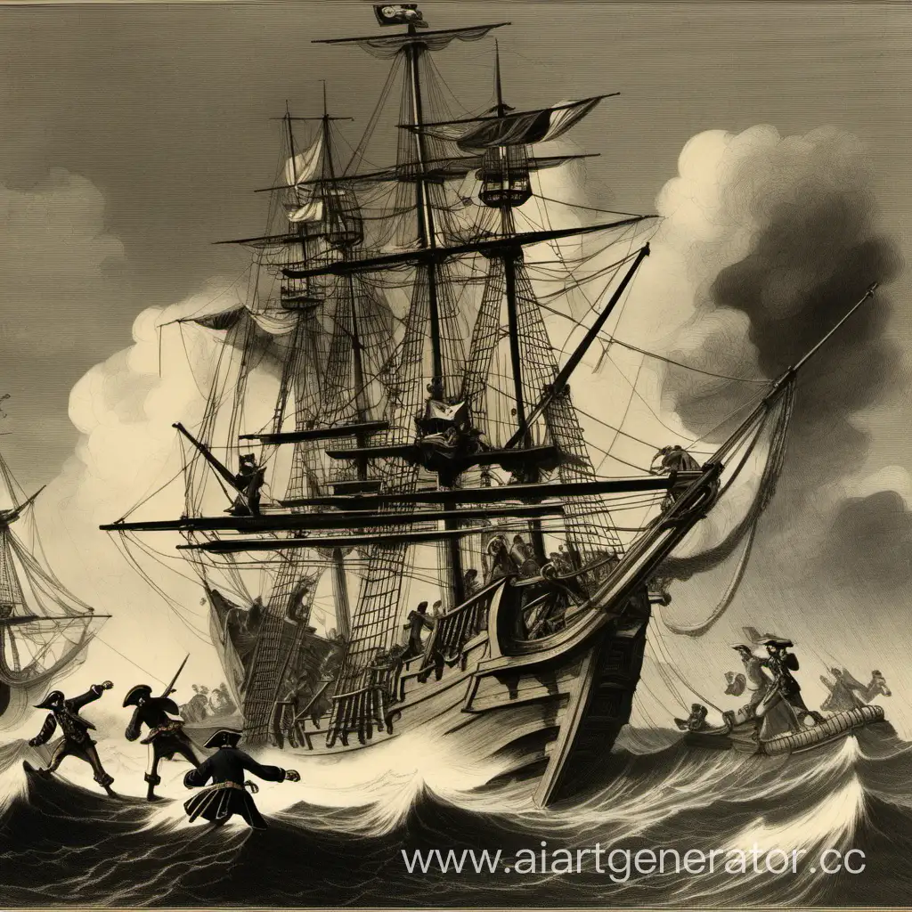 Пираты, нападающие на испанский галеон