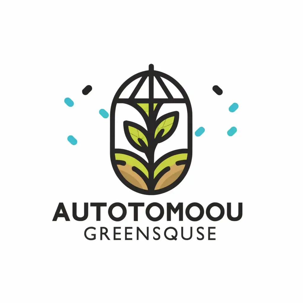 a logo design,with the text "Autonomous Greenhouse", main symbol:plant, greenhouse, fern, seed, garden,Moderate,clear background