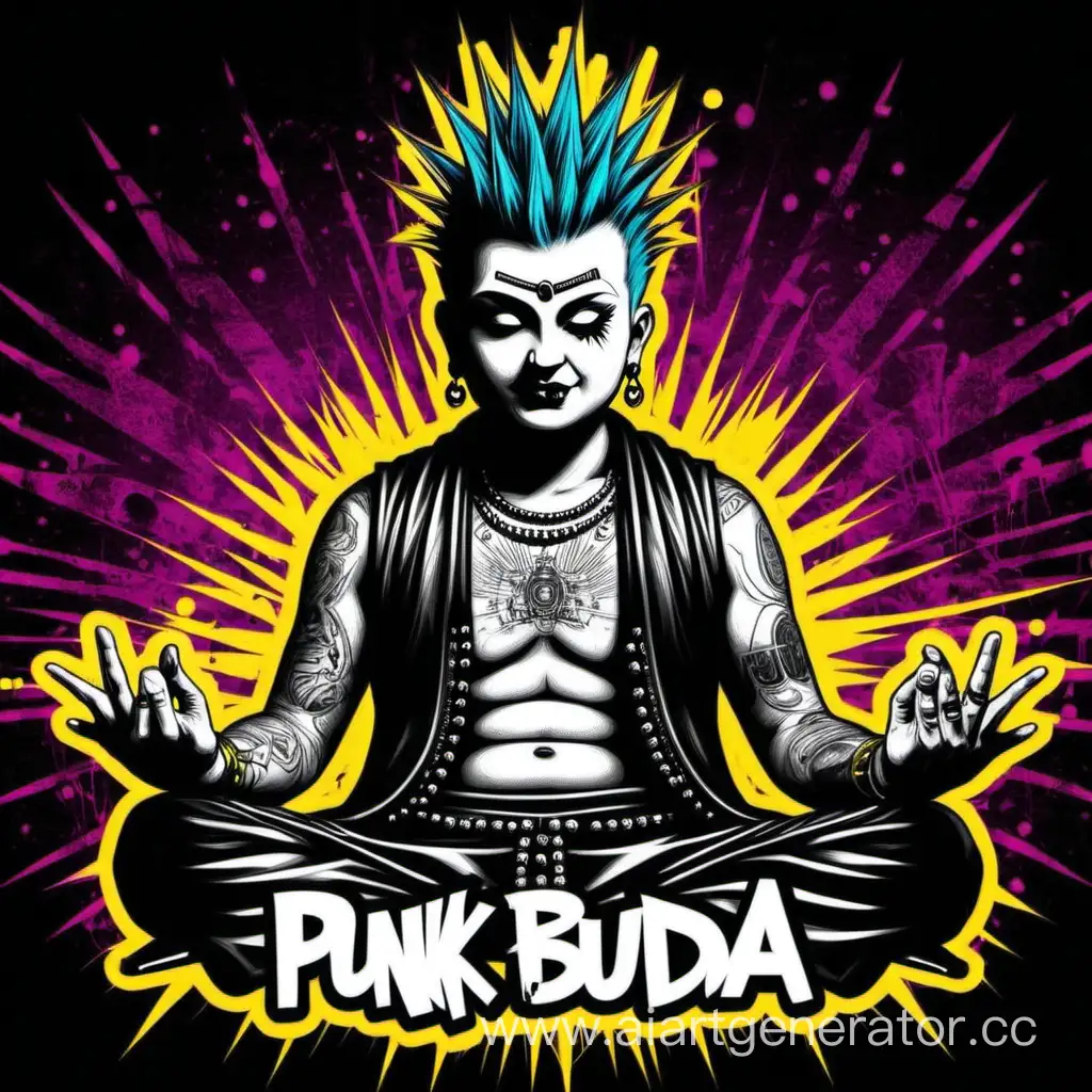 Vibrant-Punk-Buddha-Amidst-Glowing-Explosive-Energy