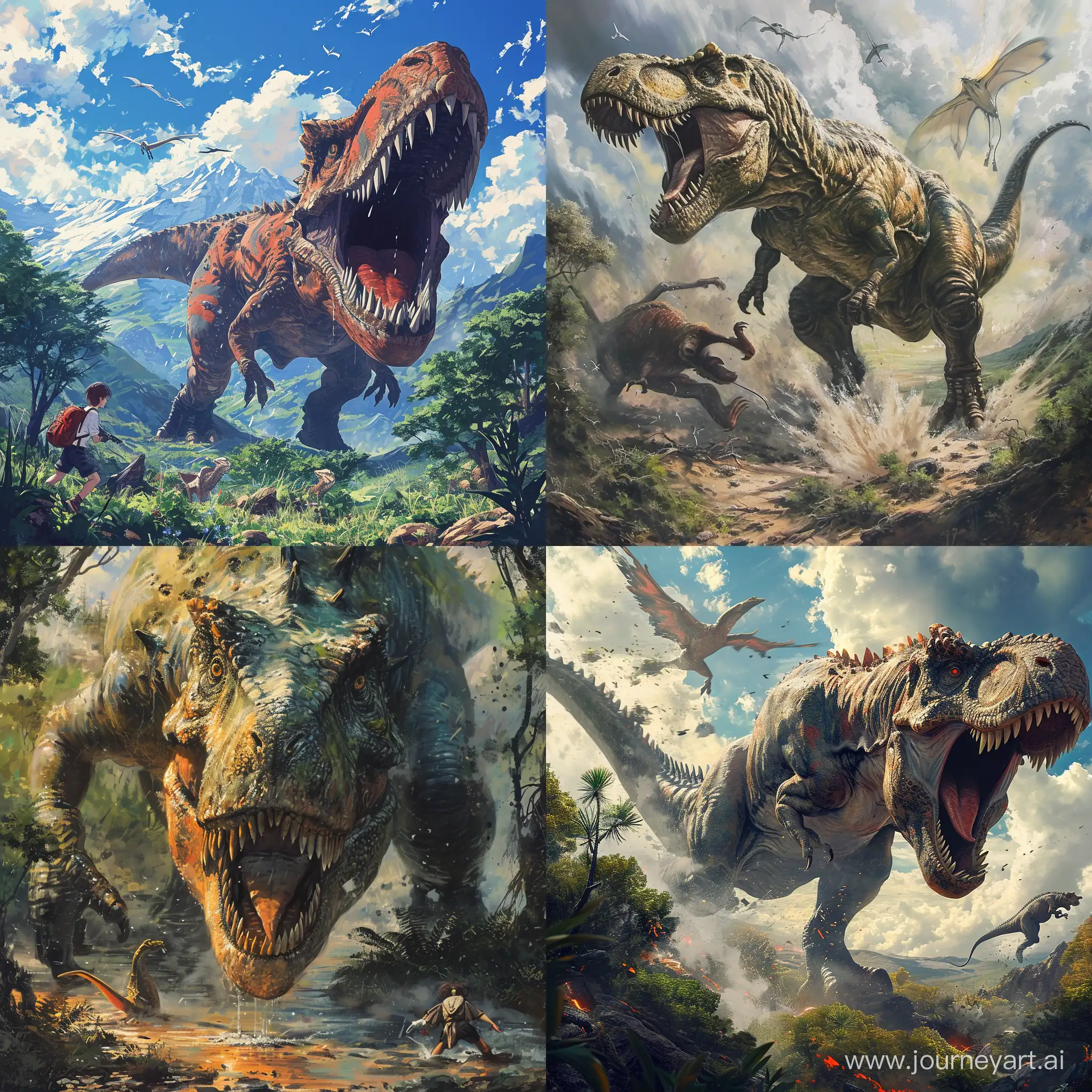 Epic-Anime-Battle-Dinosaur-vs-Kangaroo-in-Panoramic-Scene