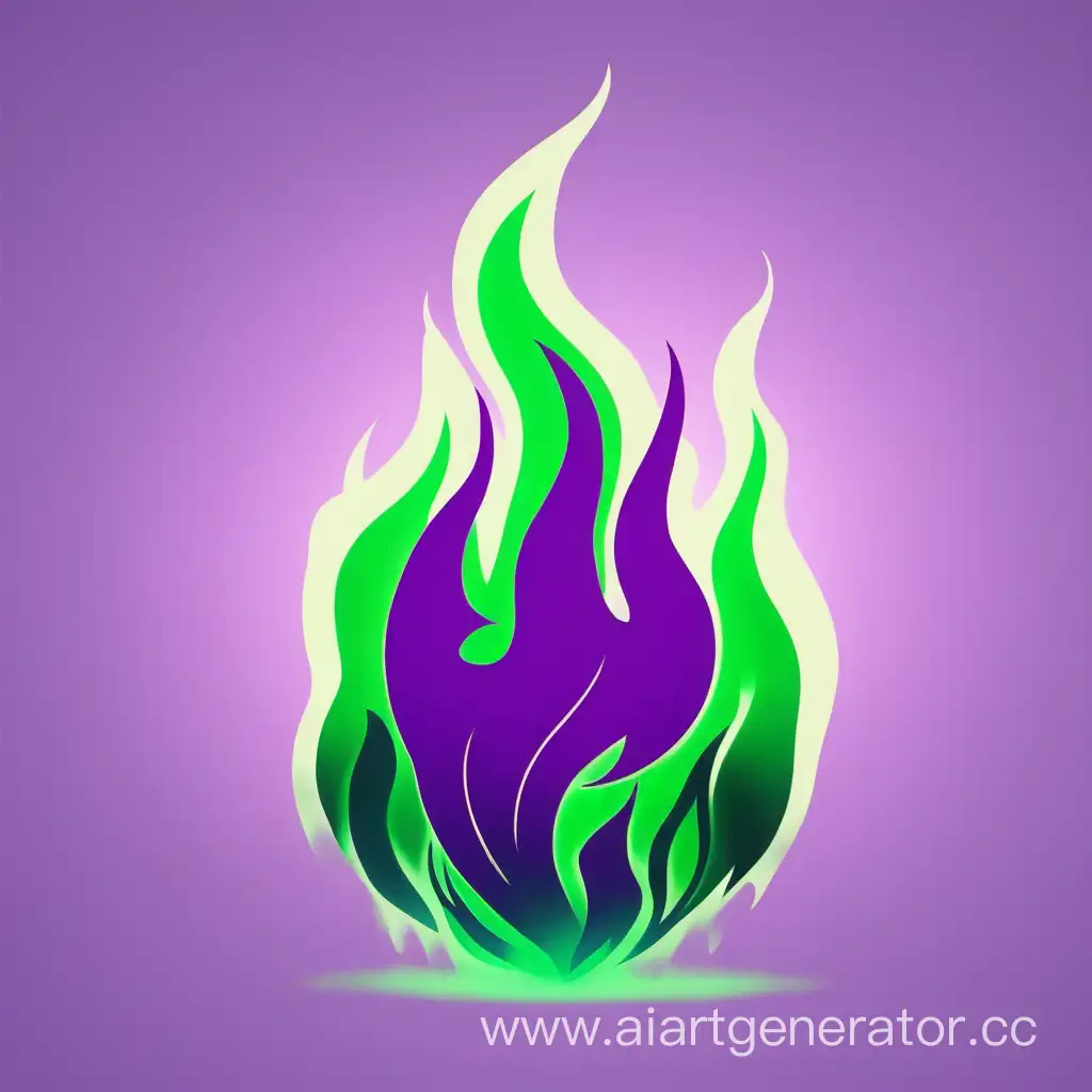 Зелёное пламя на светло фиолетовом фоне