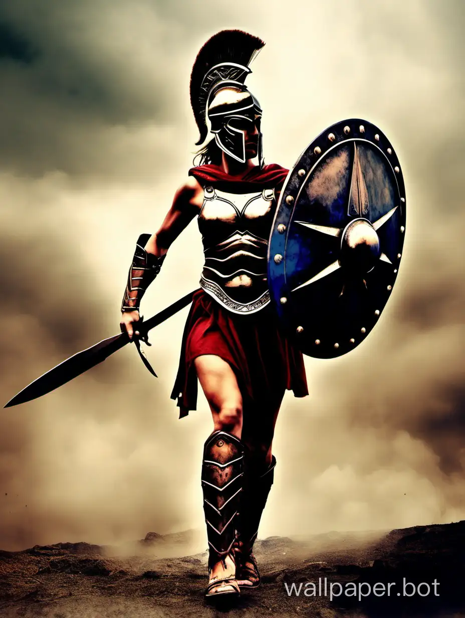 A female Spartan warrior going into battle