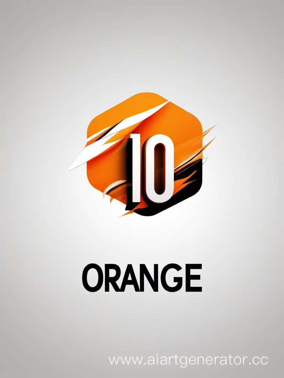 Логотип с названием 10   , Чёрный оранжевый оранжевый Белых оттенках