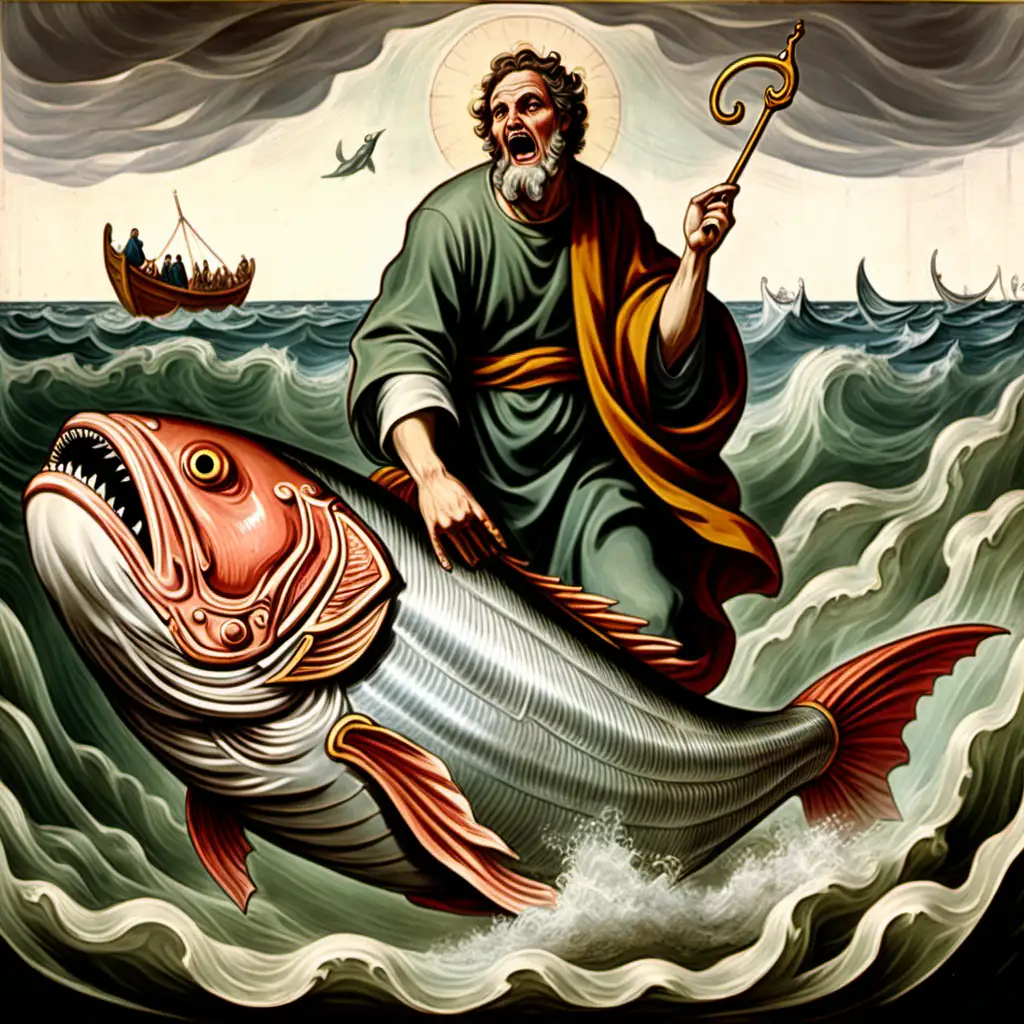 Prophet Jonah in the Mouth of the Fish Art