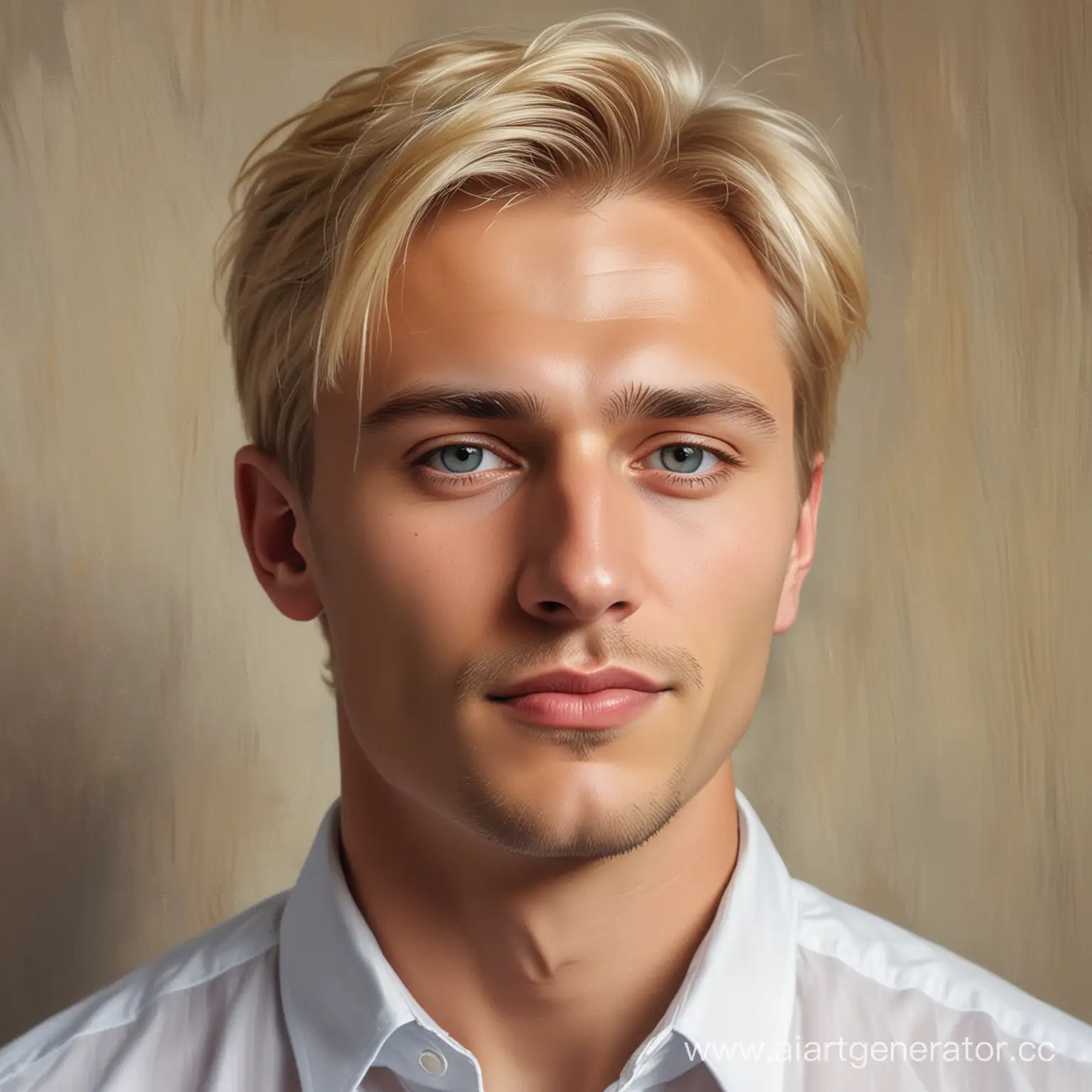 Сгенериру портрет дмитрия, он взрослый, он красивый блондин, богатый и интересуется современным искусством 

