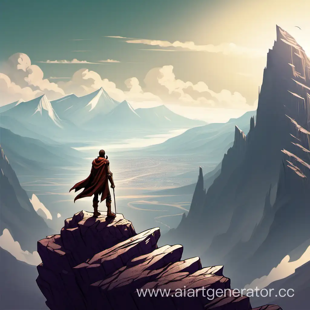 Heroic-Traveler-Posing-on-Distant-Cliff