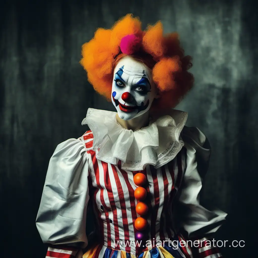 Ella-Panfilova-Transforms-into-a-Frightening-Clown-Costume