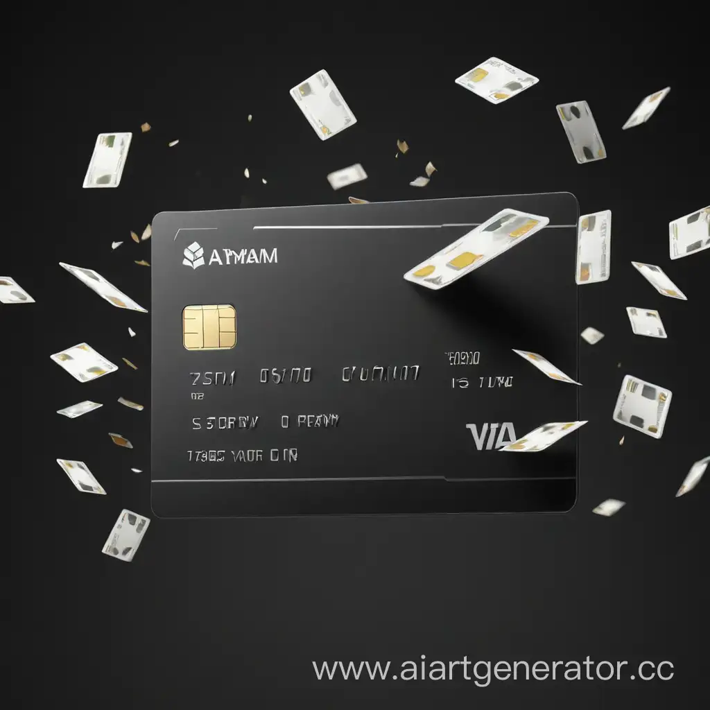 Flying-White-Bank-Card-Emerges-from-ATM-on-Black-Background