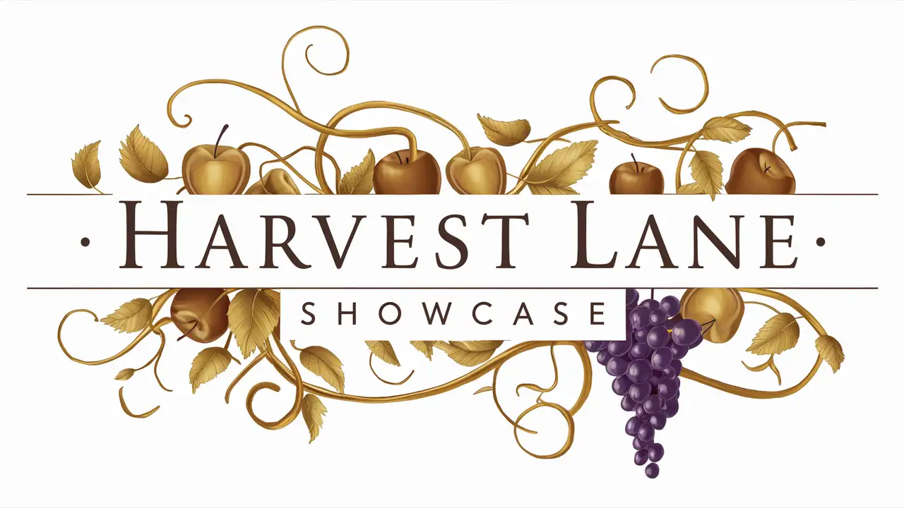 Make me a logo for "Harvest Lane Showcase" where all the text goes straight across in one line
