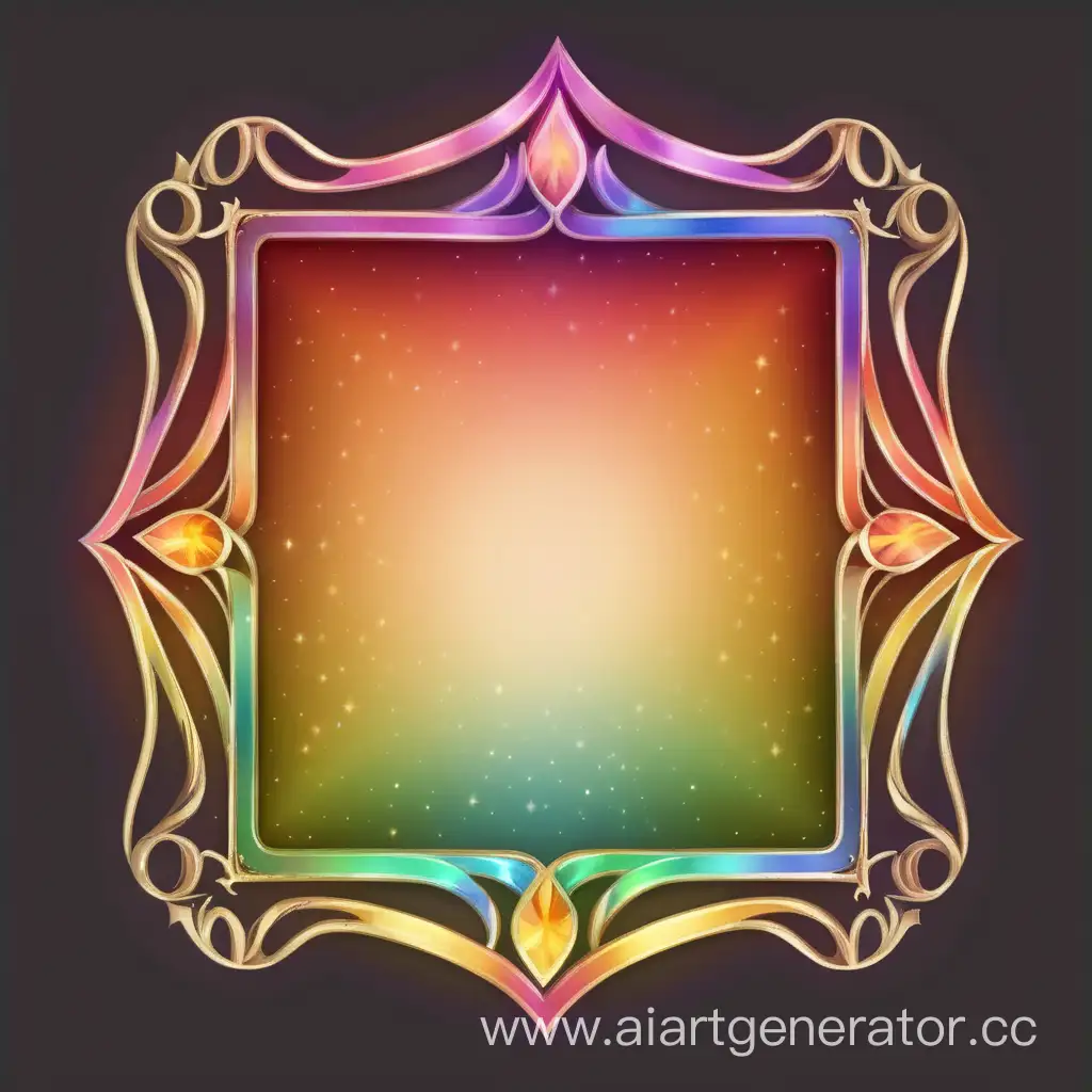 simple icon of a shining fire rainbow  vintage frame, made of fire. 