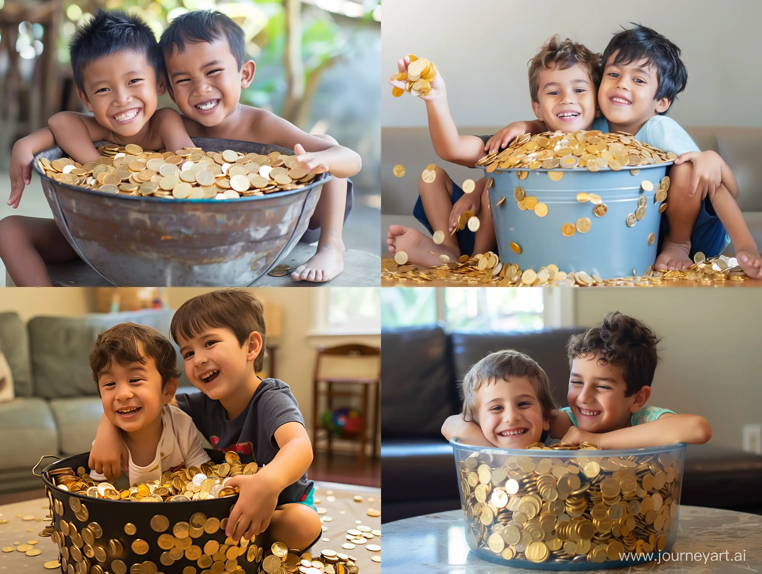 Joyful-Boys-Treasure-Hunt-Excited-Kids-in-a-Pile-of-Gold-Coins