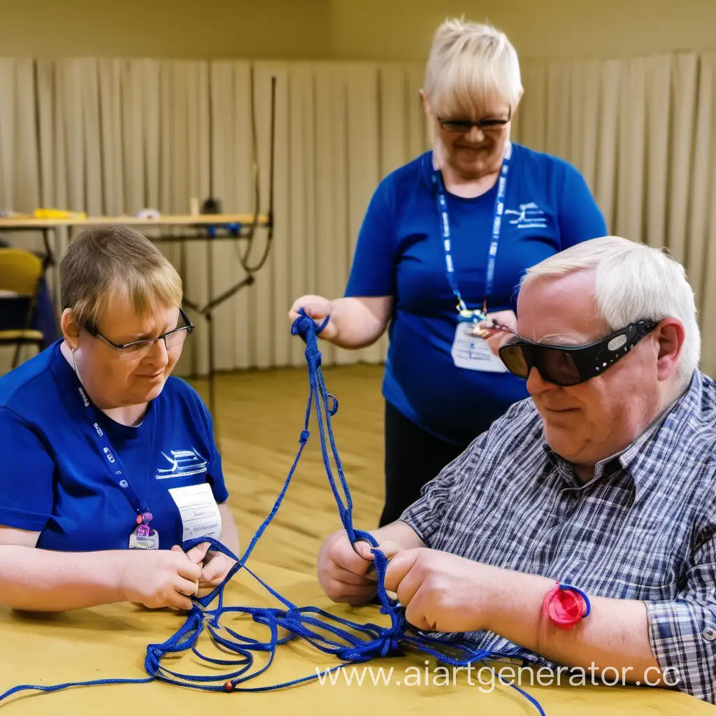Remote knot tying competitions for people with hearing and vision disabilities