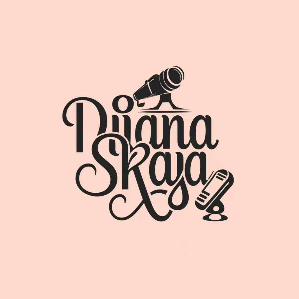 a logo design,with the text "Diana Skaya", main symbol:A news microphone and news camera for an elegant long haired brunette reporter in pink,Moderate,be used in Entertainment industry,clear background