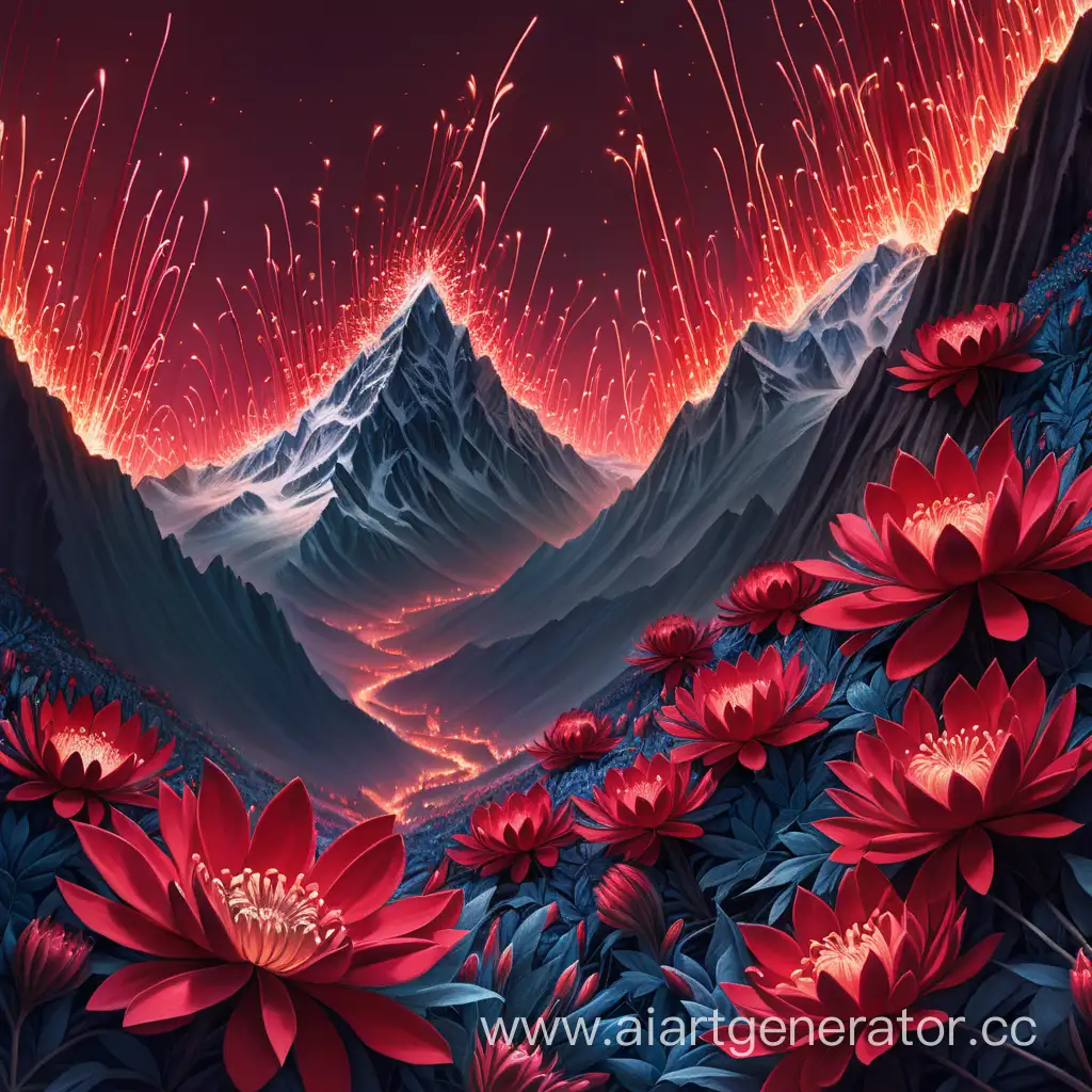 Crimson-Mountain-Flowers-Amidst-Sparkling-Flights