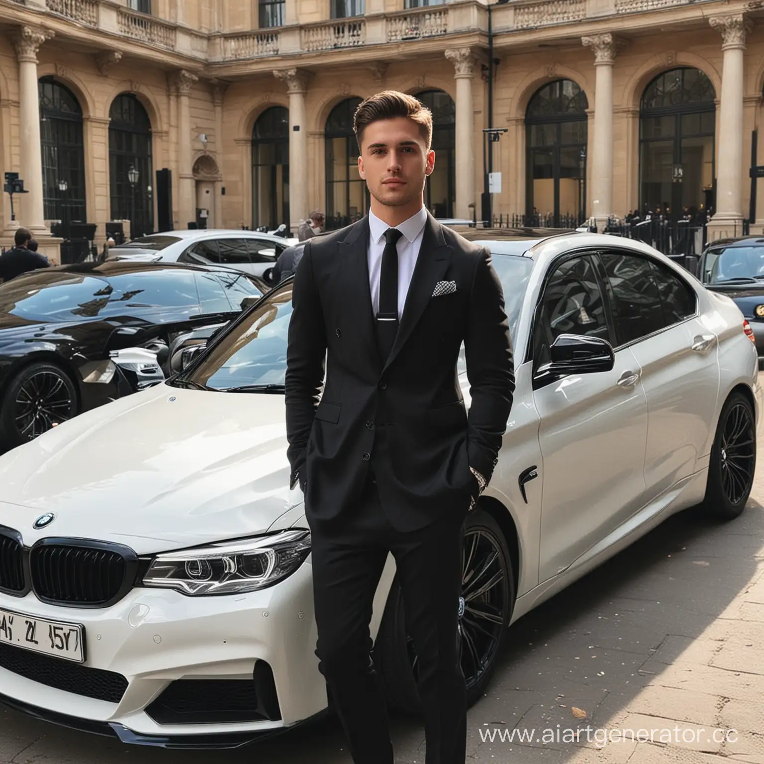Young-Affluent-Man-Posing-with-Luxury-Car