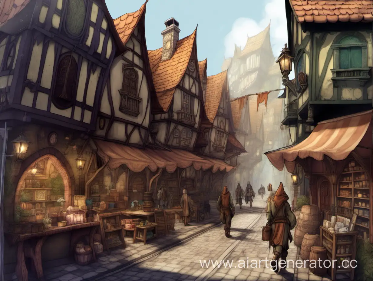 Fantasy-Adventure-Street-with-Shops-and-Adventurers