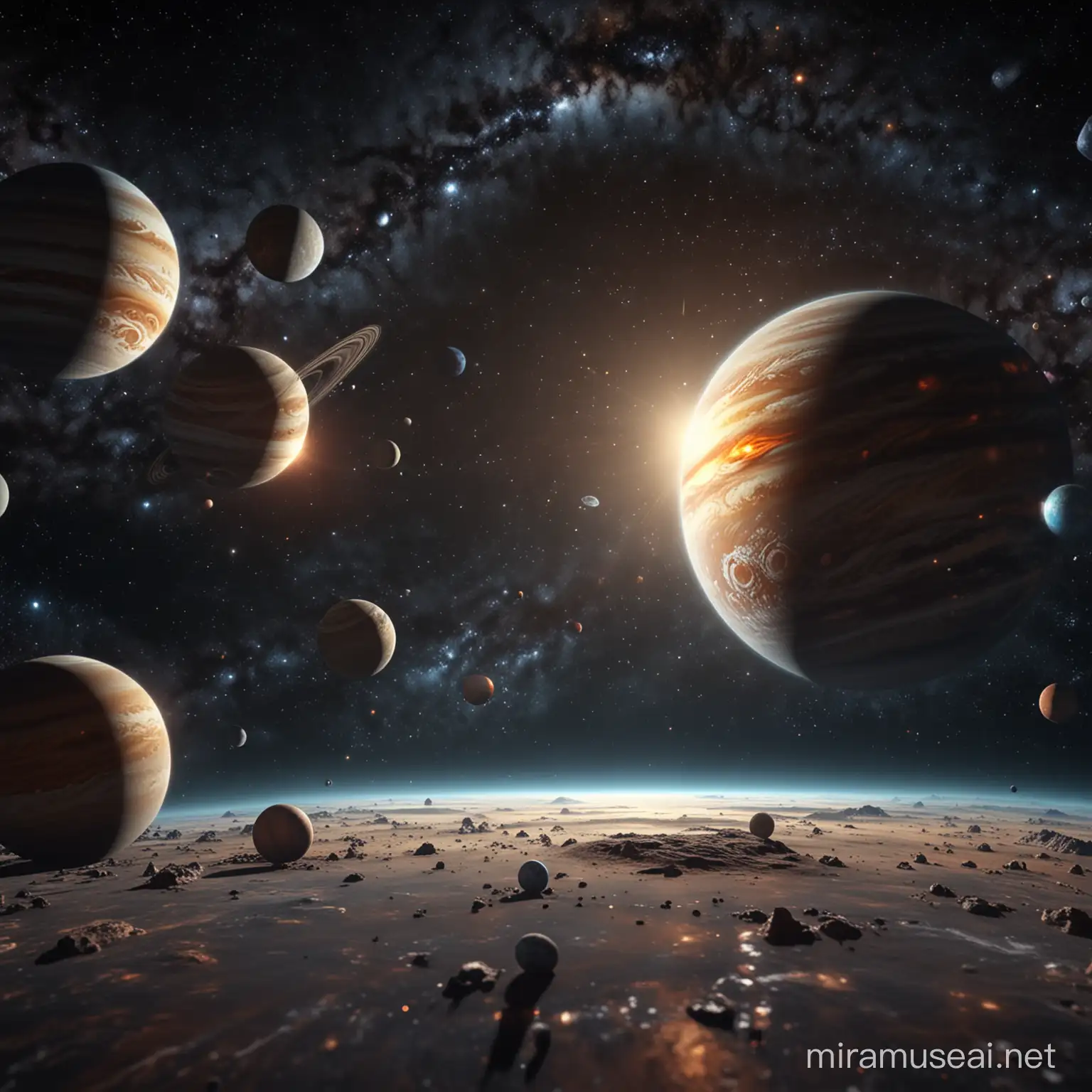Astrophysicist in Space Realistic 4K Calculation of Celestial Bodies with Natural Light