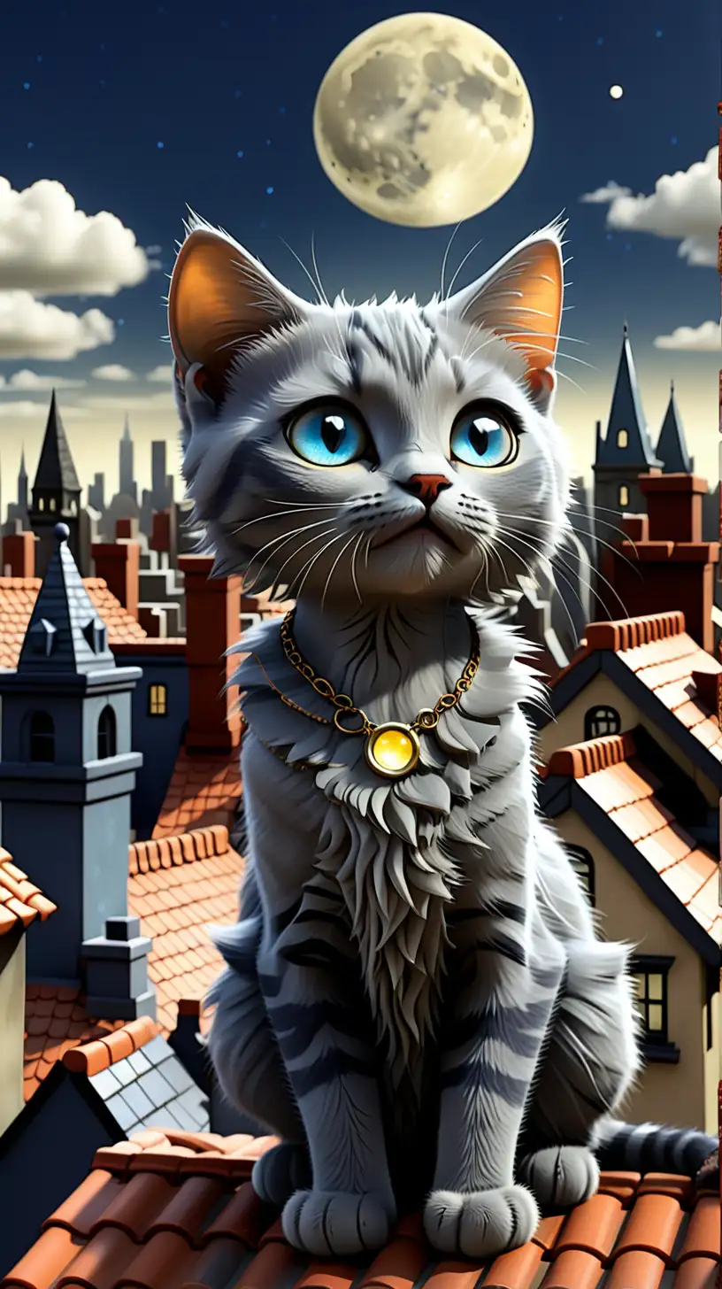 Однажды маленькая кошка по имени Луна отправилась в увлекательное путешествие по городским крышам.