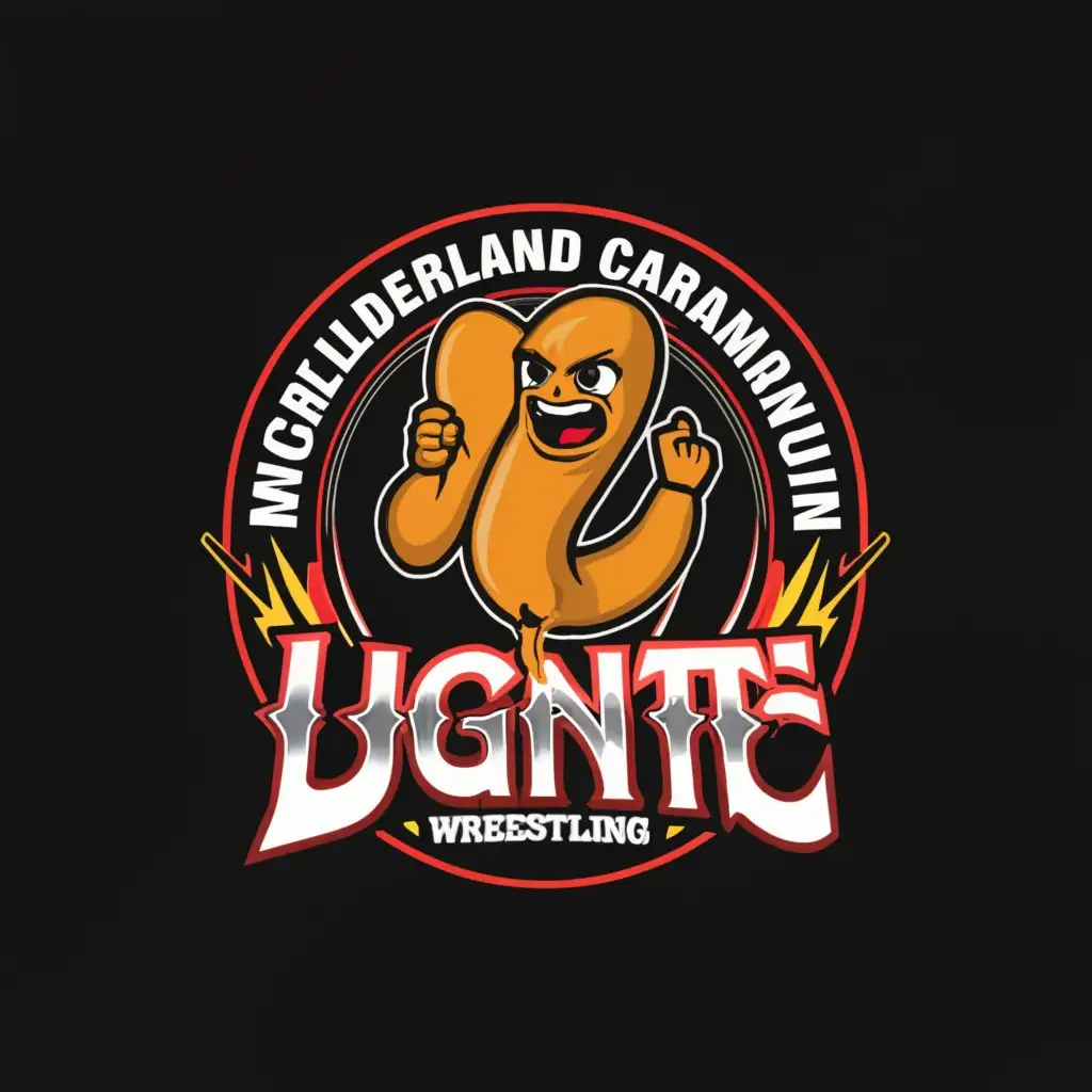 a logo design,with the text "Cumberland Carnage Championship Wrestling Ignite", main symbol:Sausage,Moderate,be used in Entertainment industry,clear background