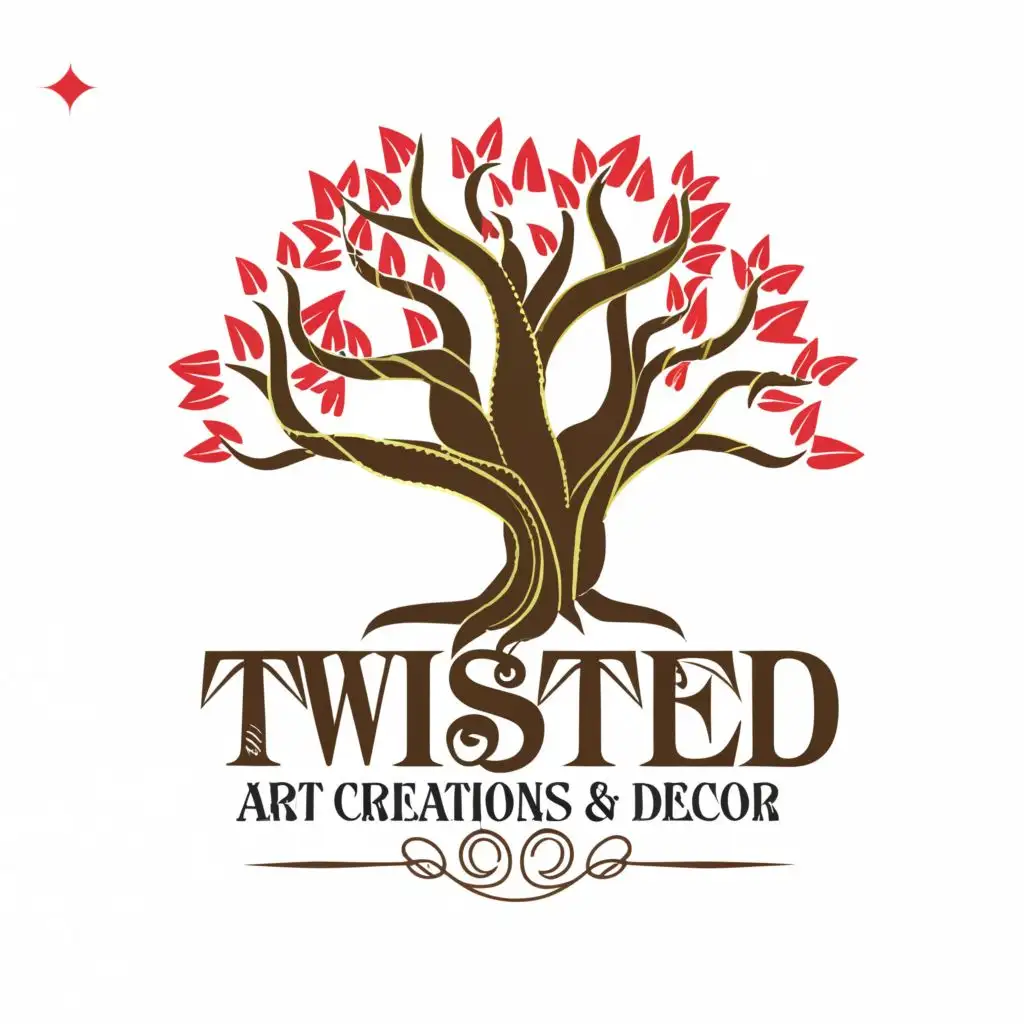 LOGO-Design-For-Twisted-Art-Creations-Decor-Tree-Symbolism-with-Unique-Typography