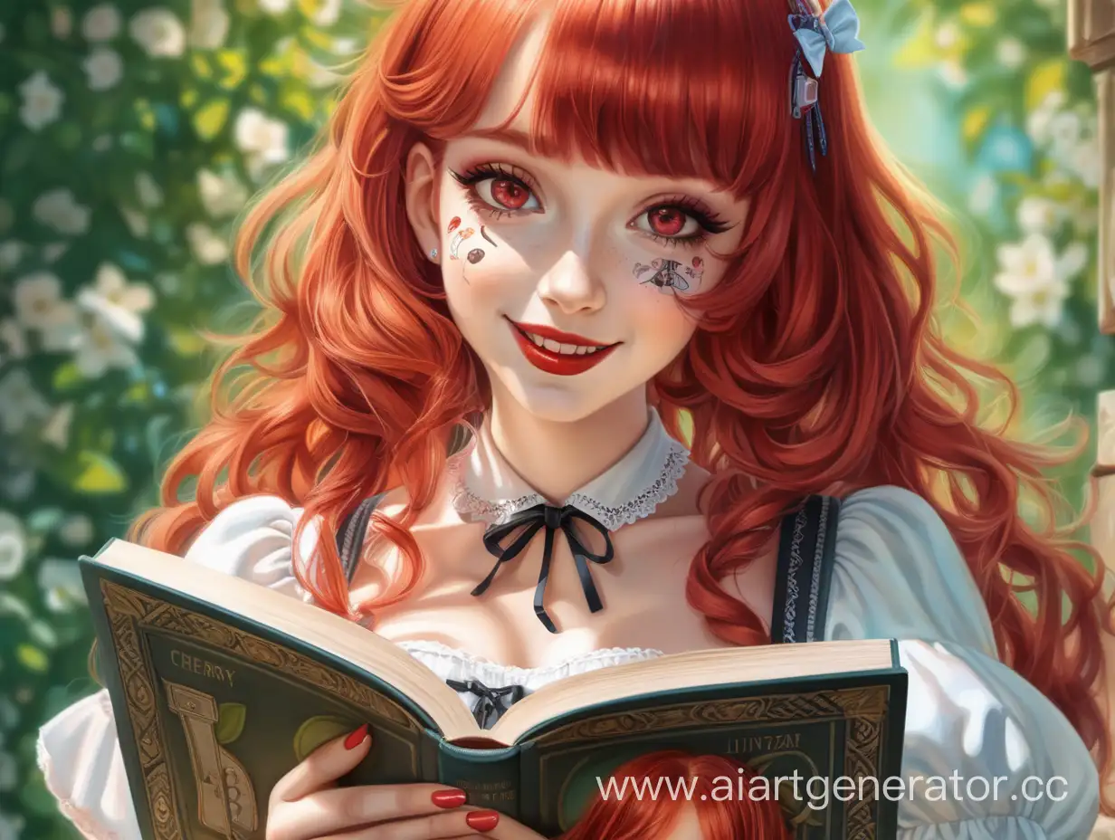 FieryRedHaired-Girl-with-Microchip-Book-Enchanting-Summer-Look-and-Tech-Vibe