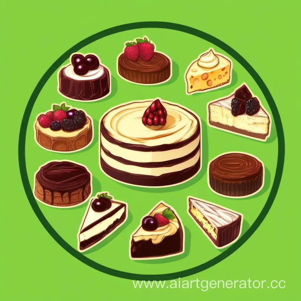Delicious-Assortment-of-Cheesecakes-and-Brownies-on-a-Lush-Green-Background
