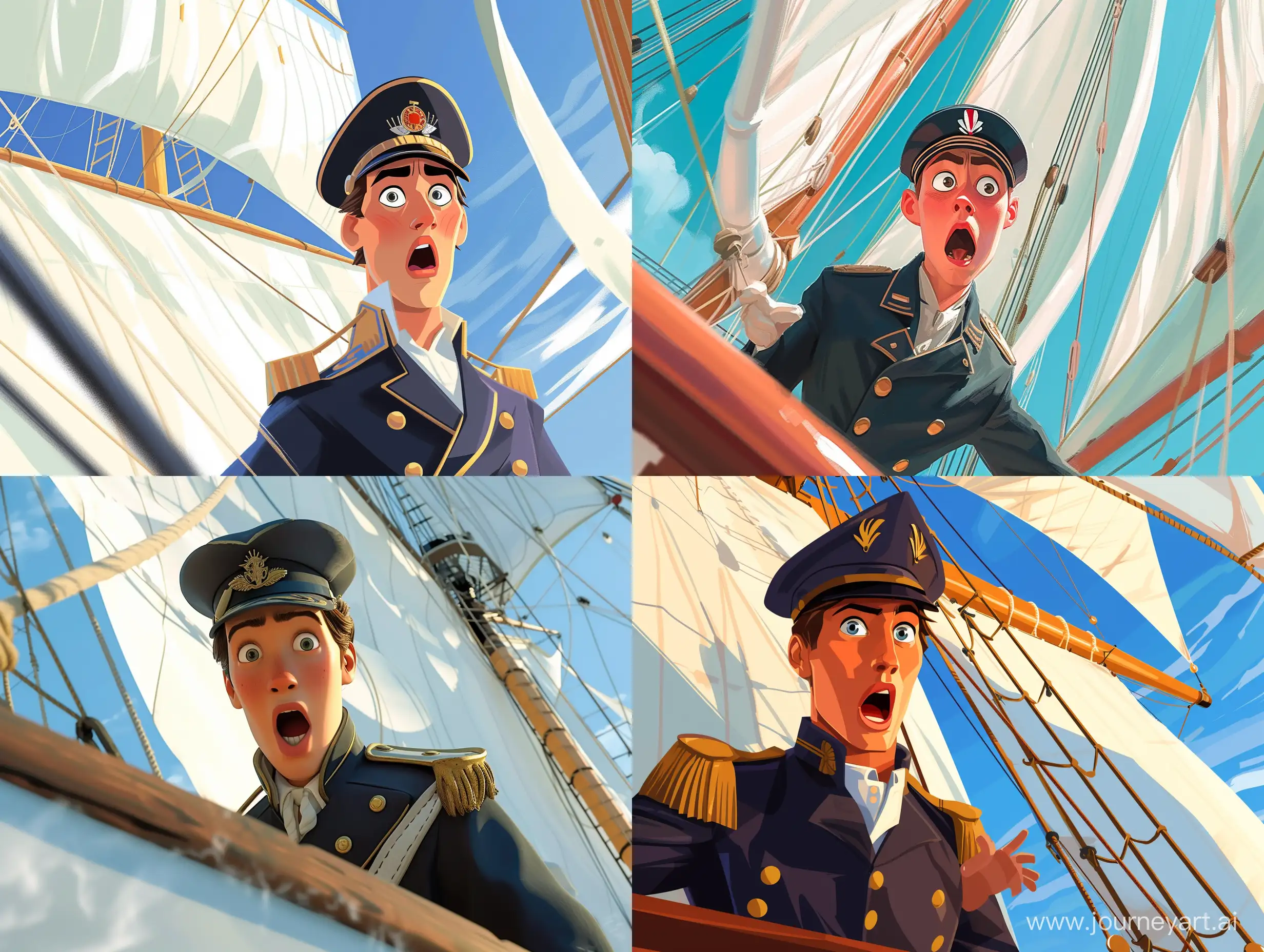 Young-Captain-in-Astonishment-on-Deck-with-SnowWhite-Sails