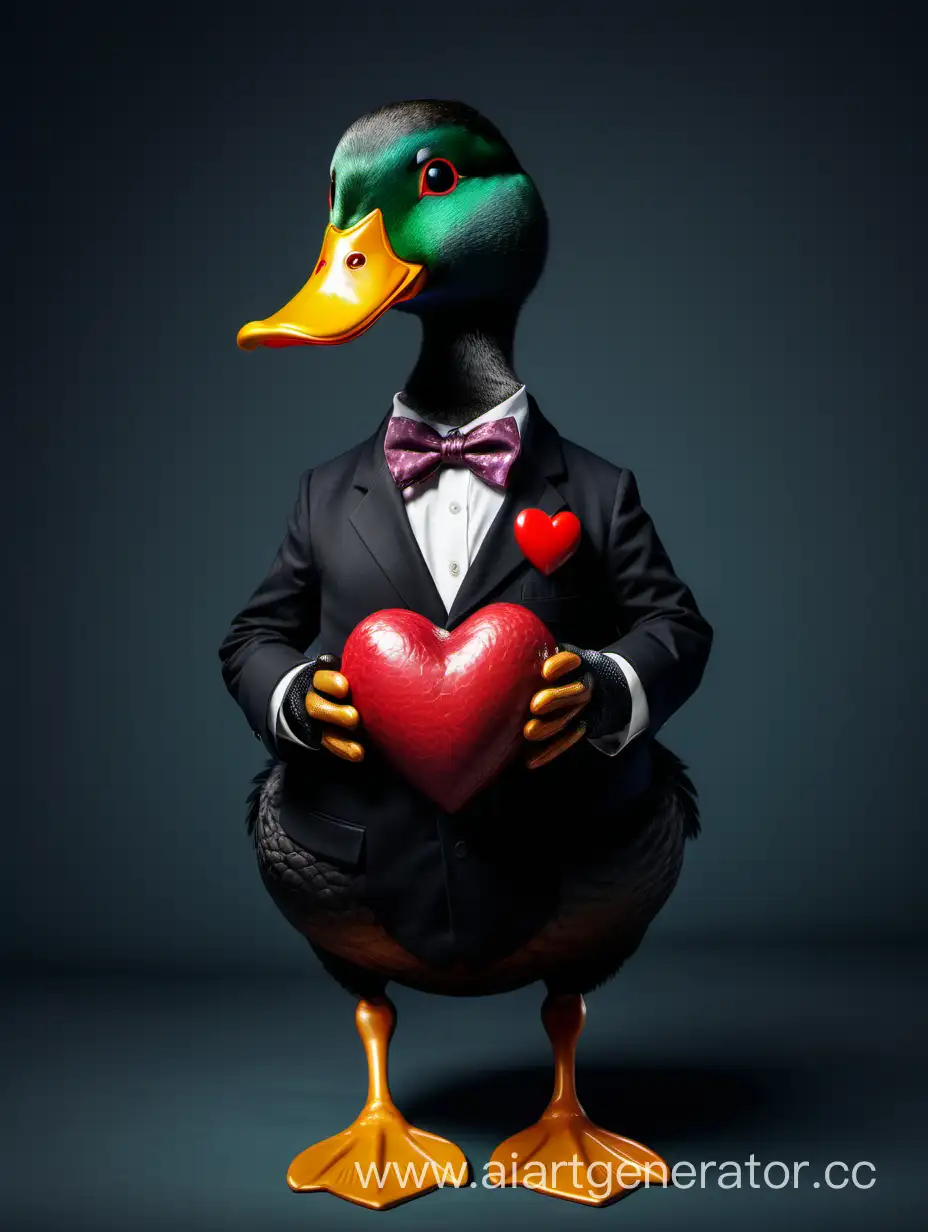 Adorable-Anthropomorphized-Black-Duck-with-a-Heart