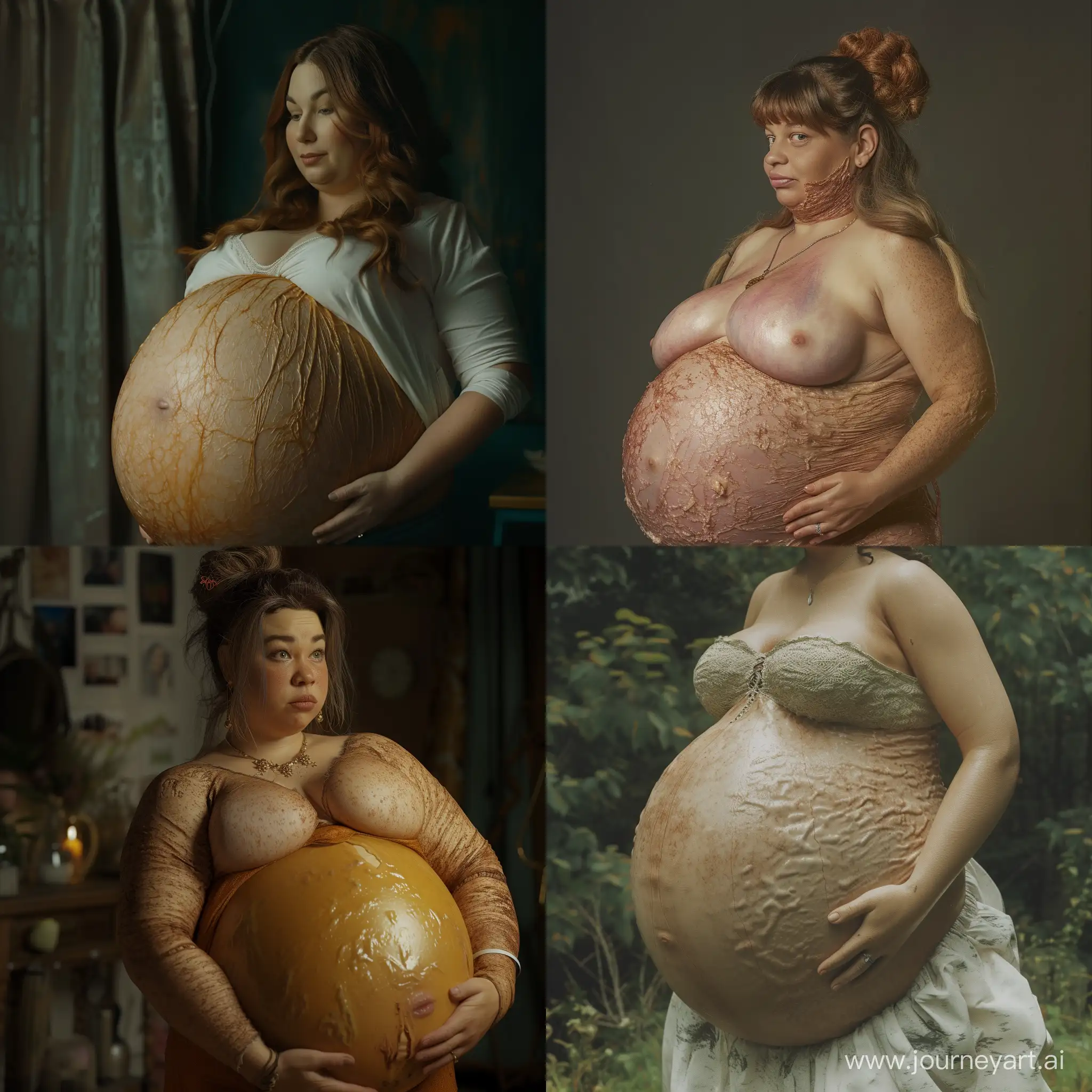 жена с огромным беременным животом, растяжки, жир, целлюлит, 4К, реализм, ультра HD