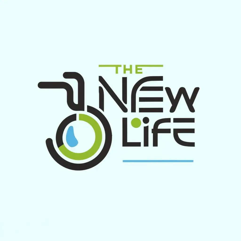 a logo design,with the text "THE NEW LIFE", main symbol:wheelchair