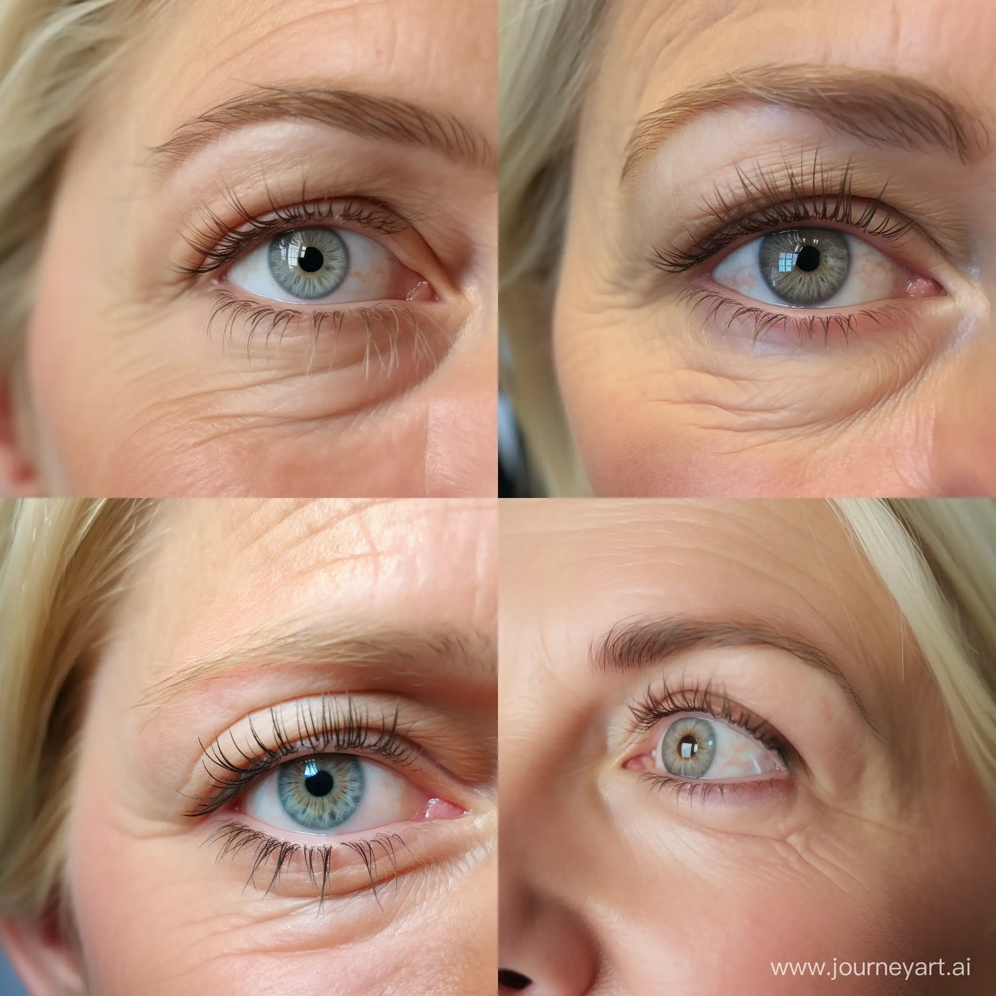 Sparkling lash lift result on a mid aged successful blond woman