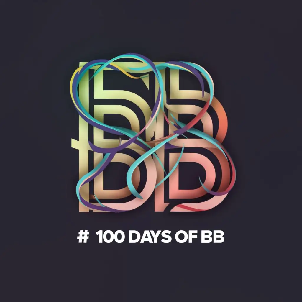 LOGO-Design-For-100-Days-of-BB-Creative-Typography-with-Vibrant-Colors-and-Geometric-Shapes