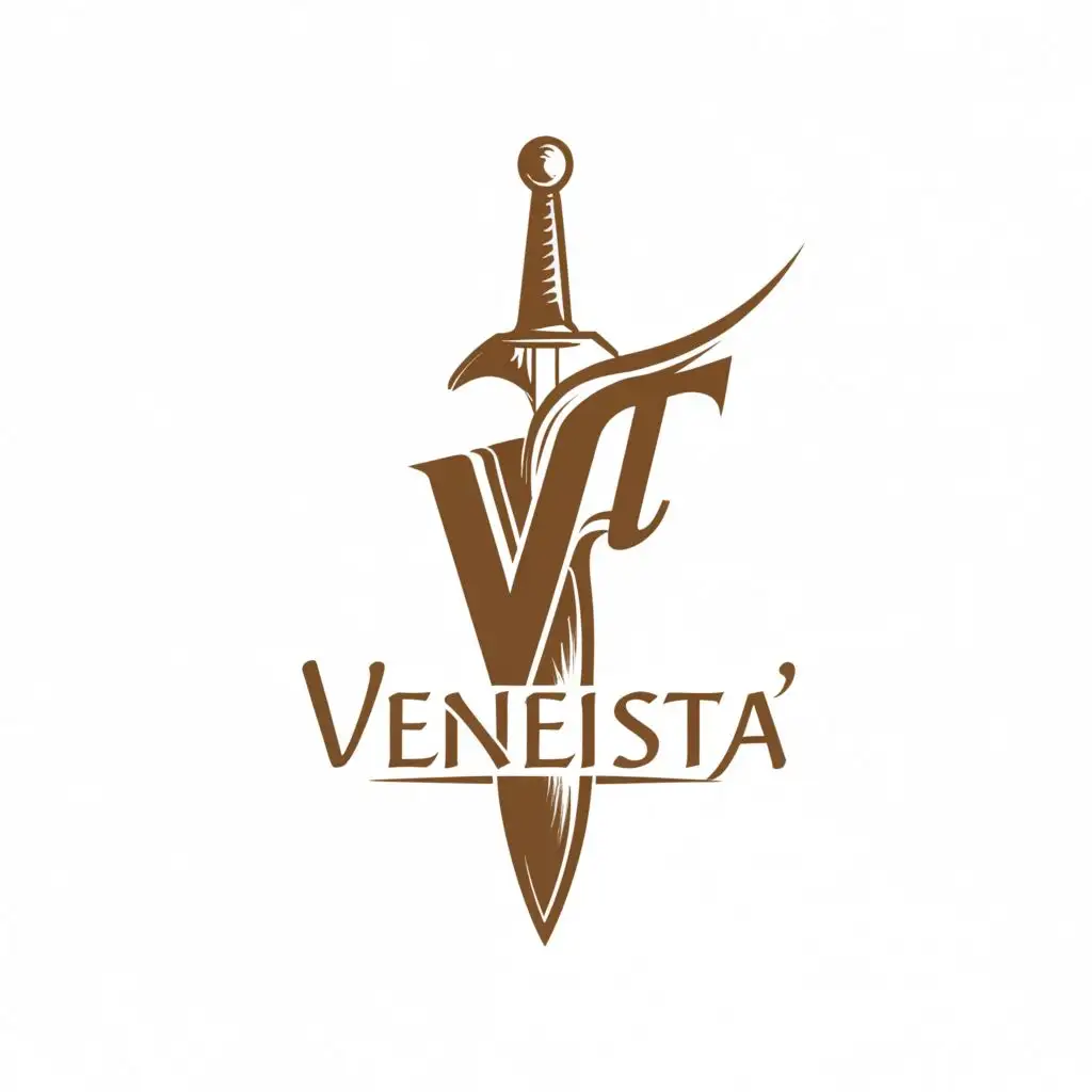 logo, VT sword, with the text "Venista", typography