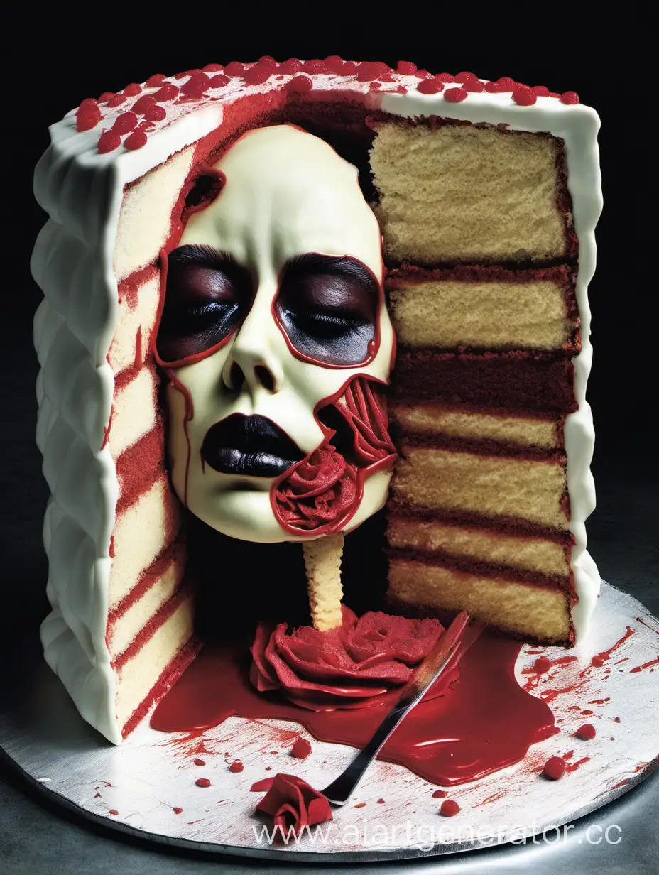 Mystery-Novel-Cover-Dead-Womans-Head-Cake-Slice-Realism