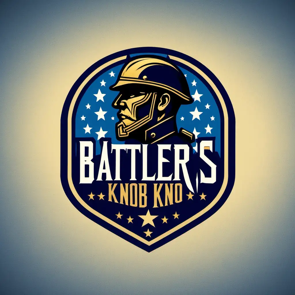 Civil War Soldier Head Logo Design in Blue and Gold for Battlers Knob