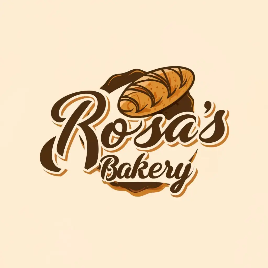 a logo design,with the text "Rosa's Bakery", main symbol:bread steam on top,Moderate,clear background