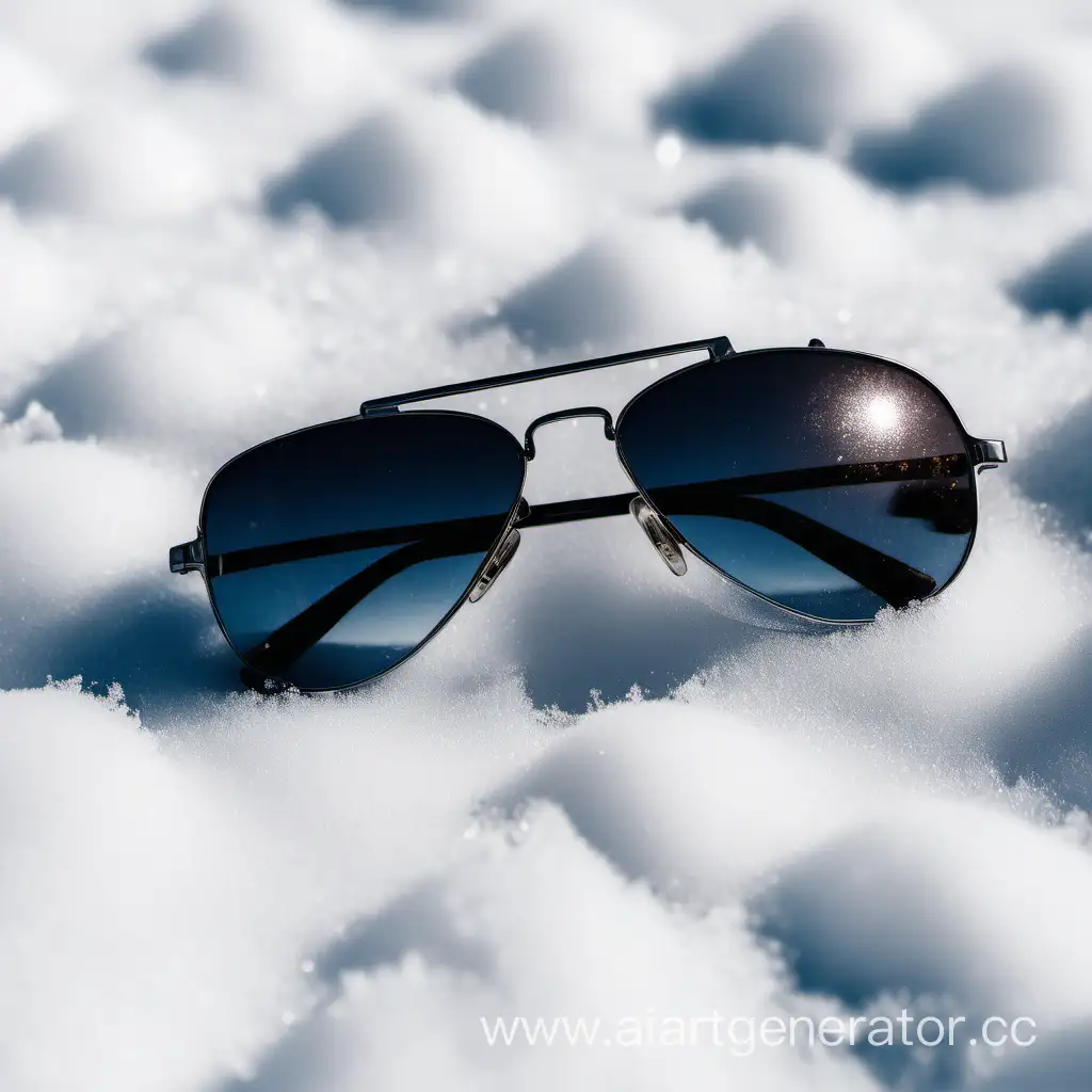 Sunglasses are lying on the snow