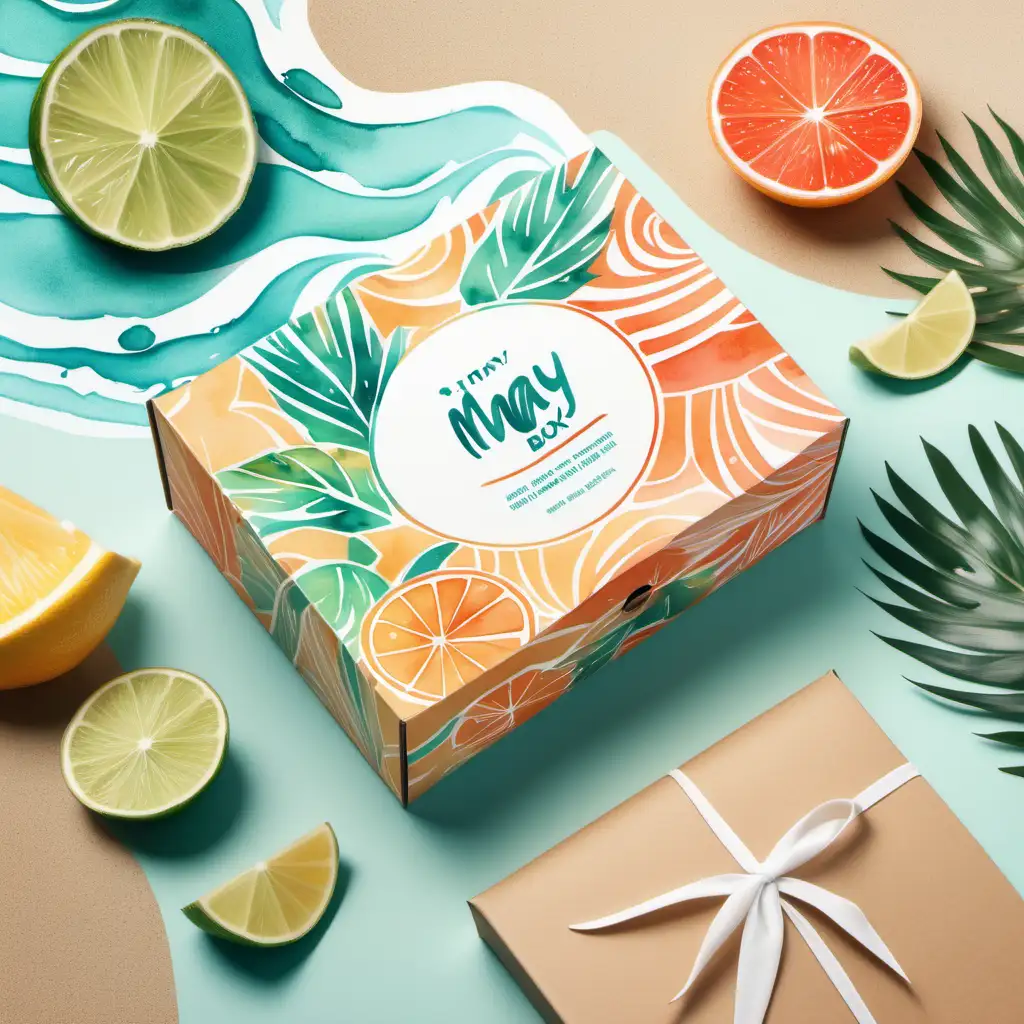 Euphoric Summer Vibes Abstract Graphic Design for May Box with Tan Glaze Aesthetic