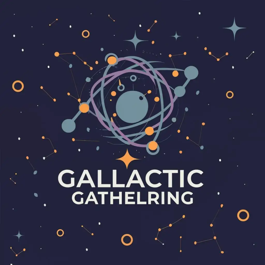 logo, space, technology, artificial intelligence,, with the text "Galactic Gathering", typography, be used in Technology industry, community, creativity