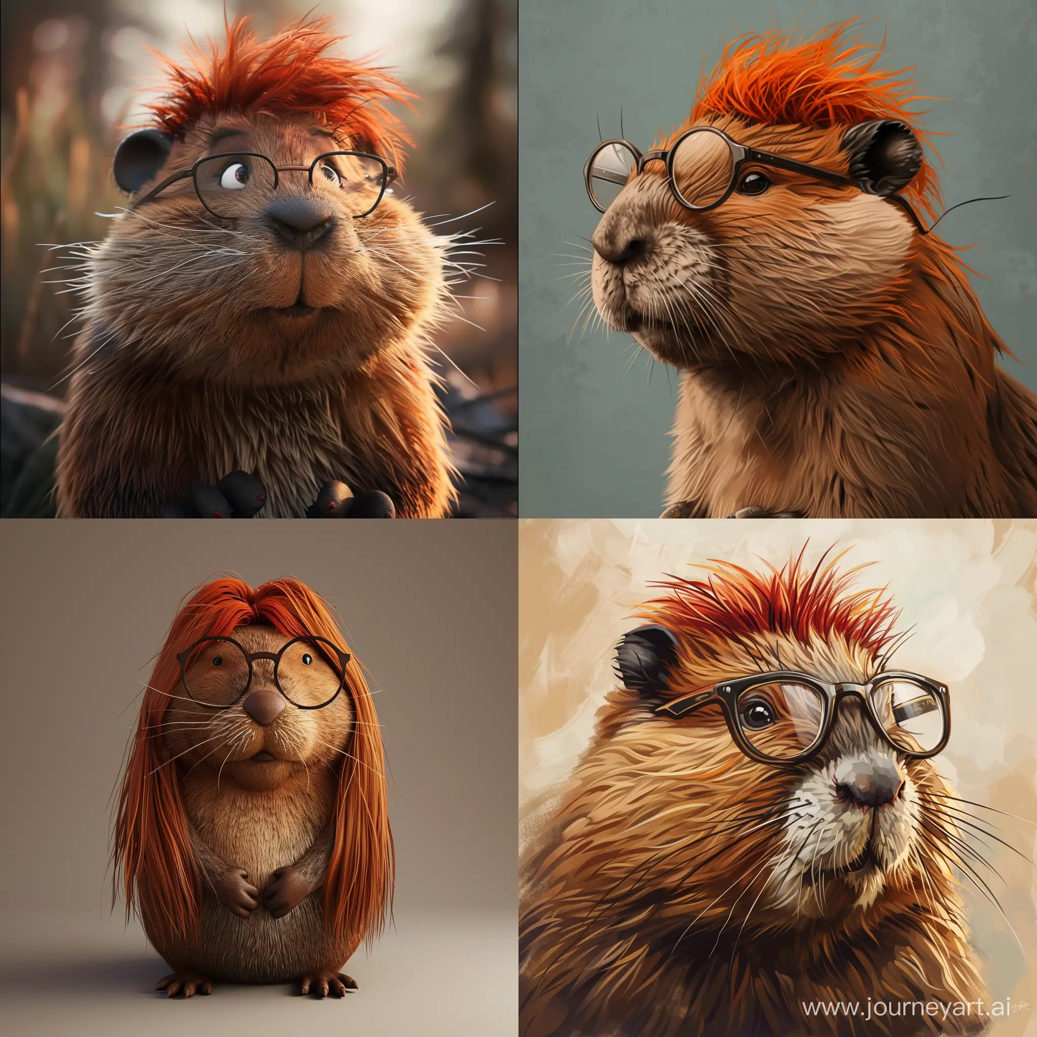 Clever-Beaver-with-Red-Hair-and-Glasses