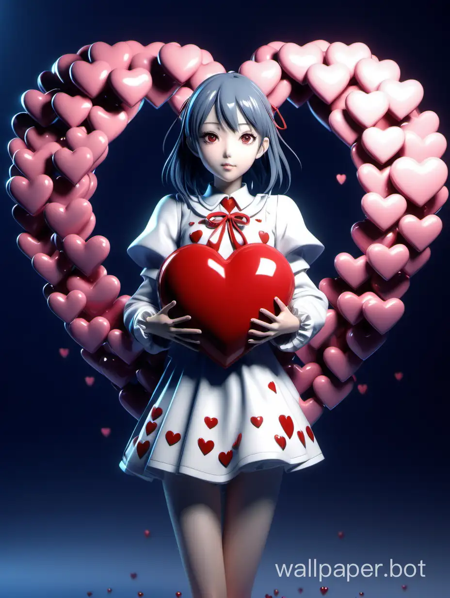 Ethereal-Anime-Girl-Embracing-Love-Heart-surrounded-by-Floating-Hearts