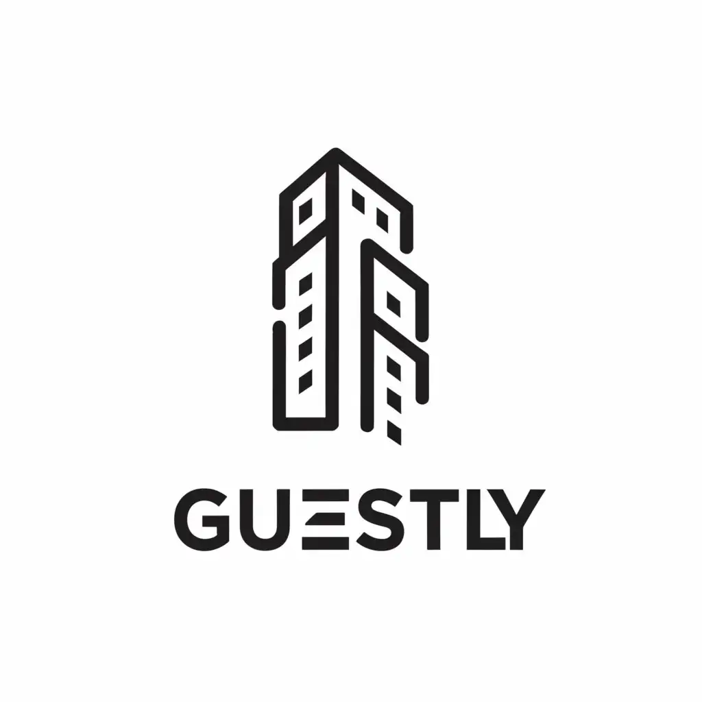 a logo design,with the text "Guestly", main symbol:High rise residential building in cartoonish style in a middle,Minimalistic,be used in Real Estate industry,clear background