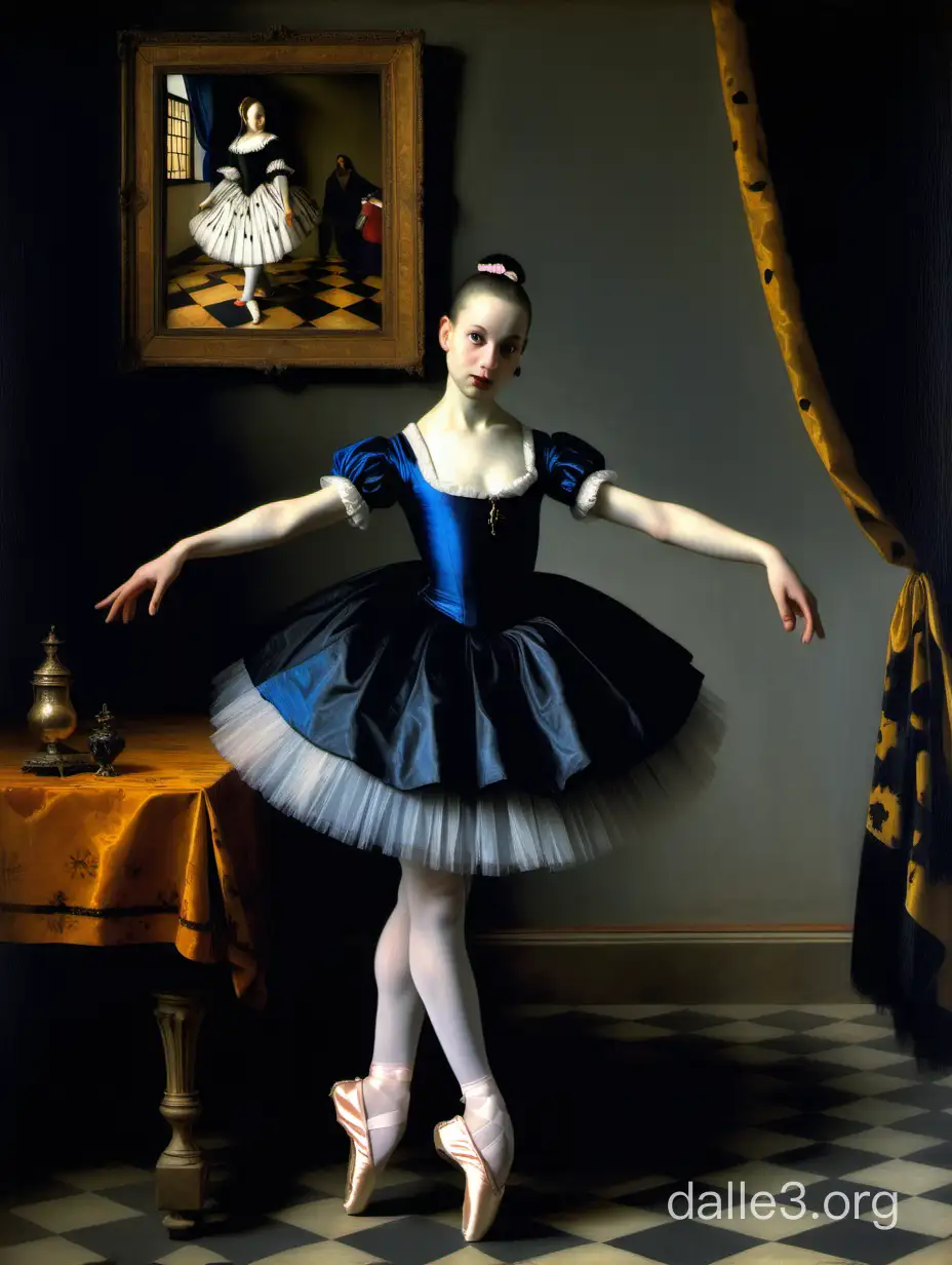 Johannes Vermeer painting of a goth ballerina