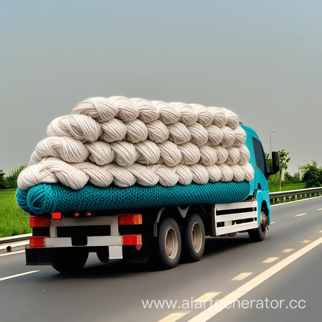 Highway-Scene-with-Knitted-Woolen-Thread-Car-Carrier