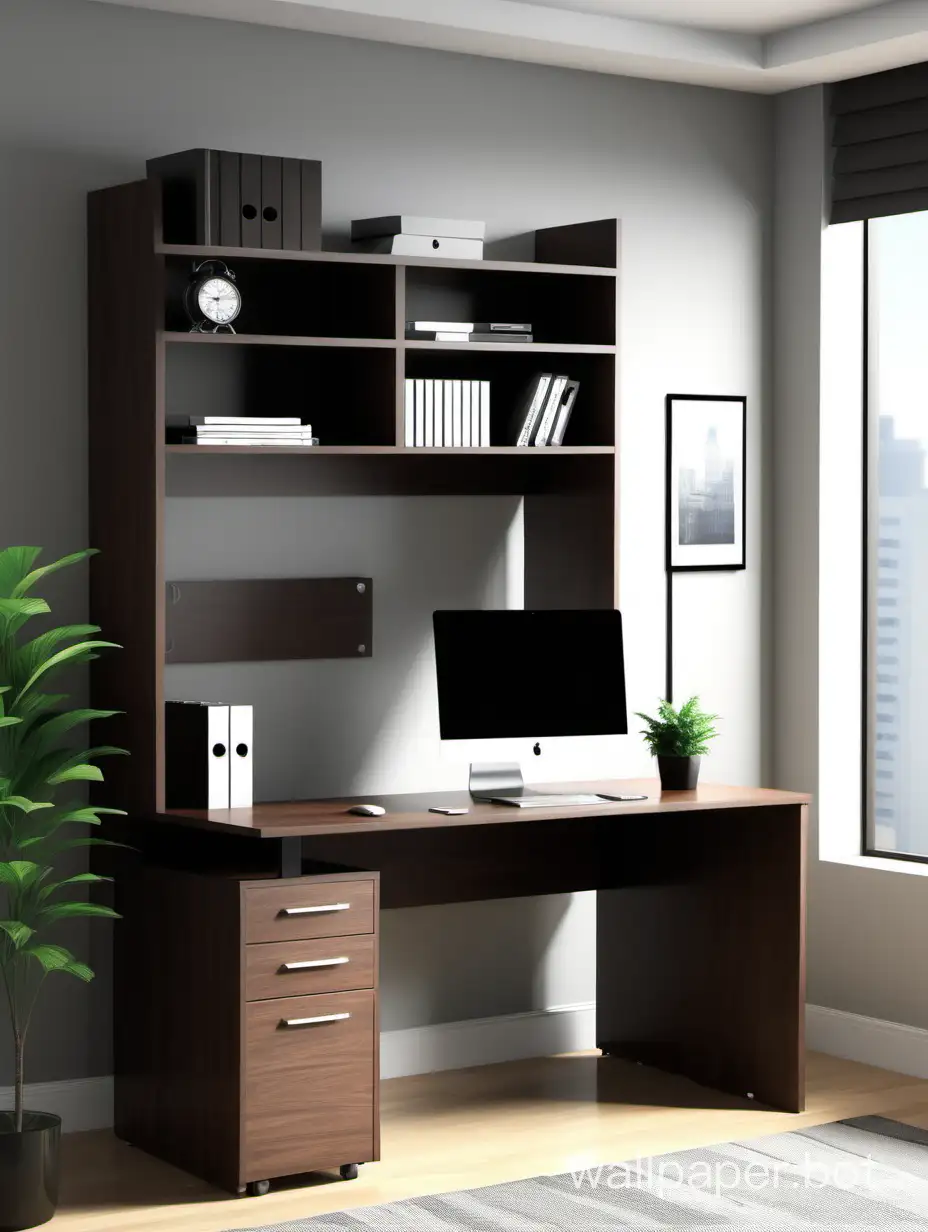 Modern-Office-Desk-with-Window-Shelves-and-Cabinet